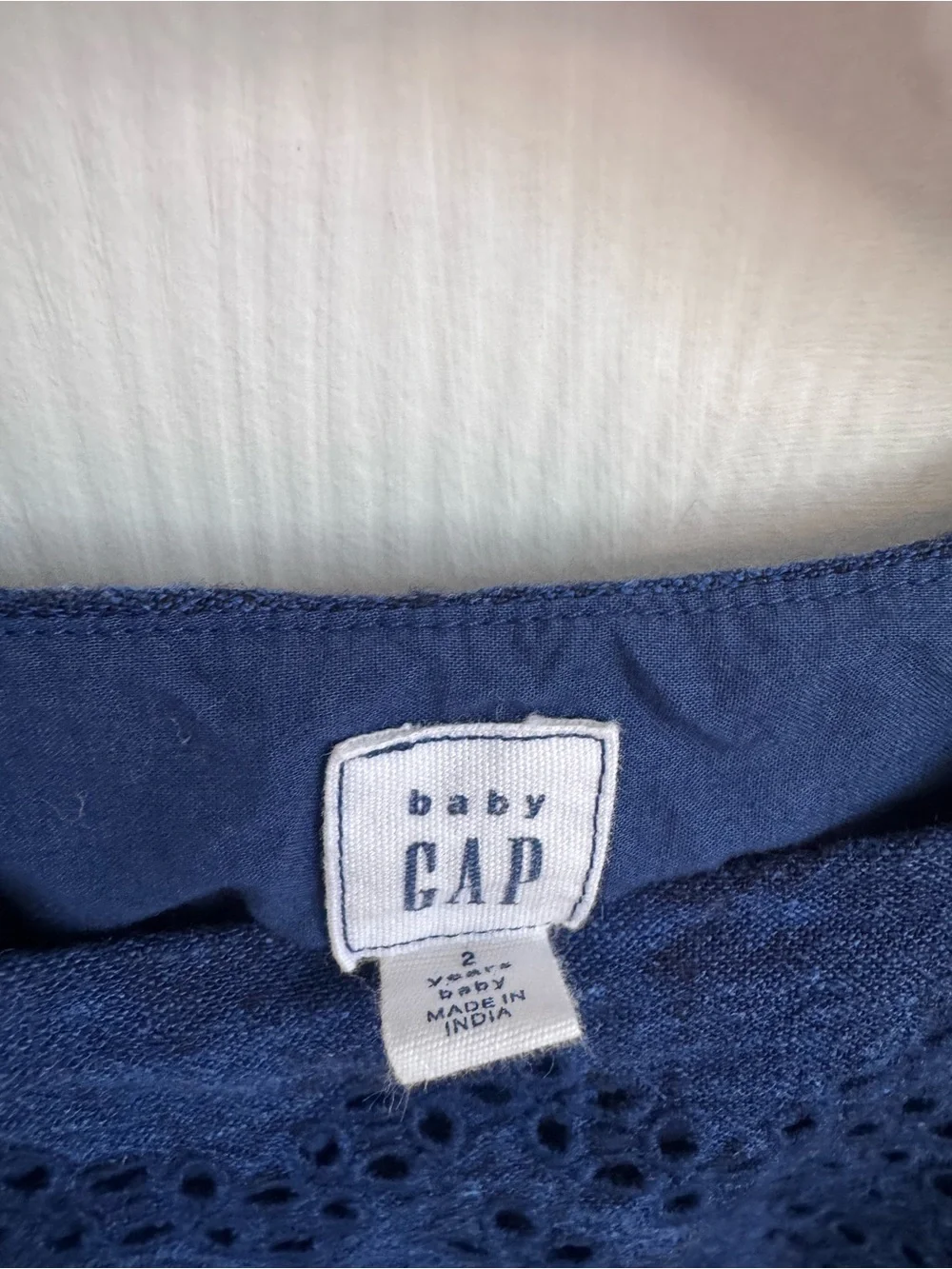 GAP Navy Blue Eyelet Flutter-Sleeve Dress